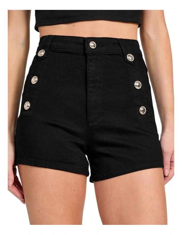 Ellie Denim Shorts in Black image 4