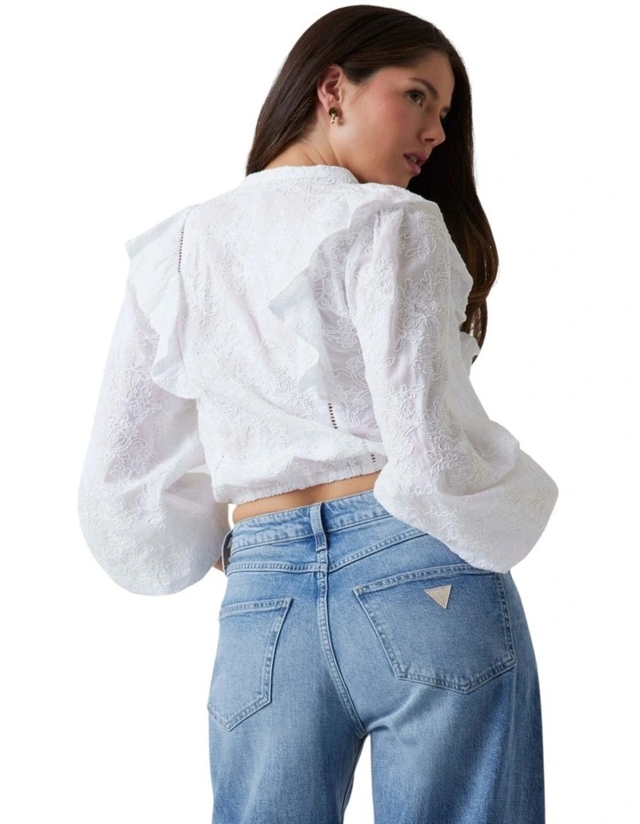 Long Sleeve Serin Top in White image 3