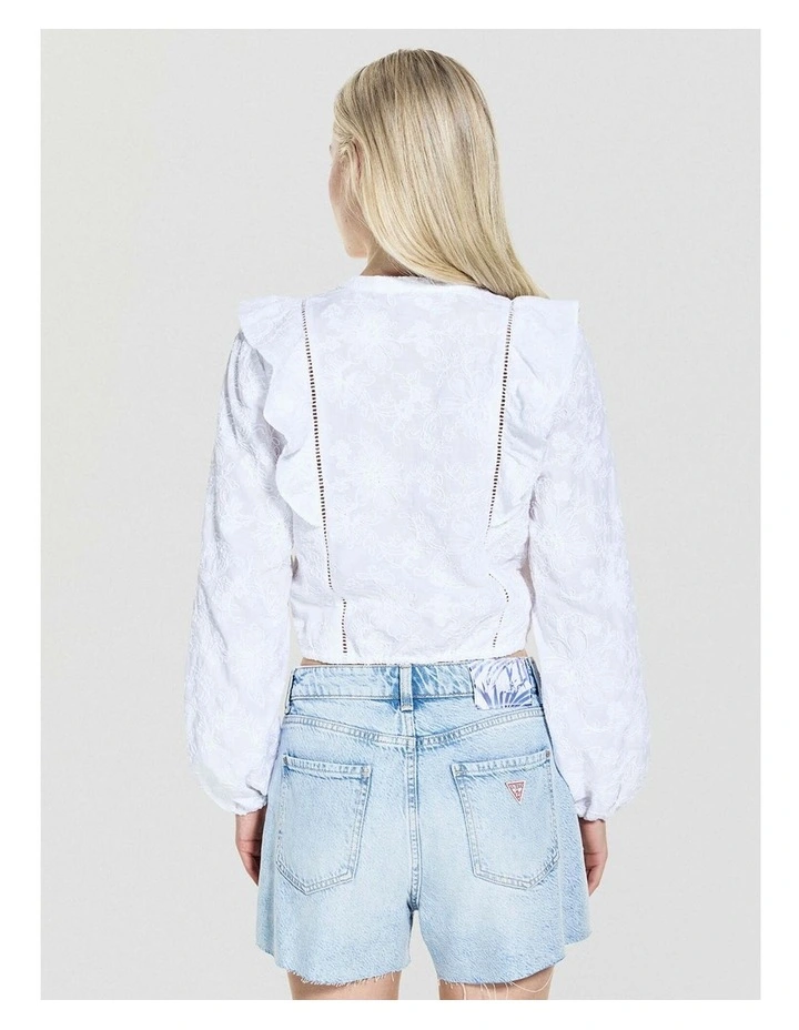 Long Sleeve Serin Top in White image 5