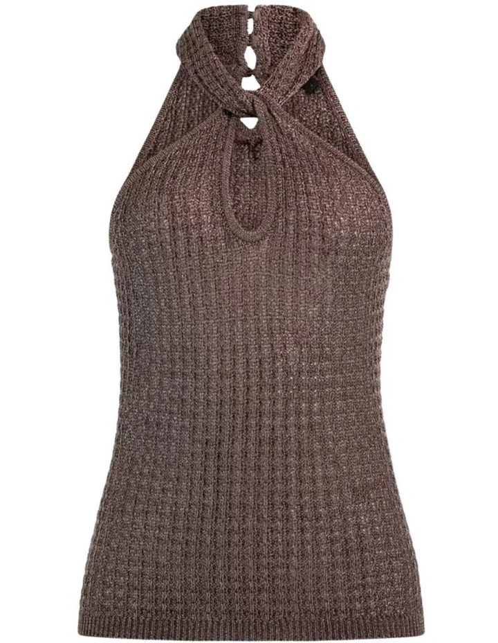 Halter Keyhole Ella Tank Top in Metallic Grey image 5