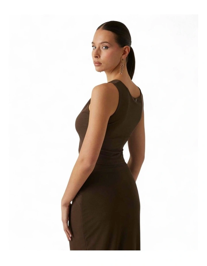 Aimee Short Sleeve Jewel Draped Top in Brown image 4