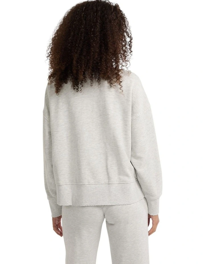 Originals Distressed Baker Crewneck Fleece Sweatshirt in Light Grey image 3