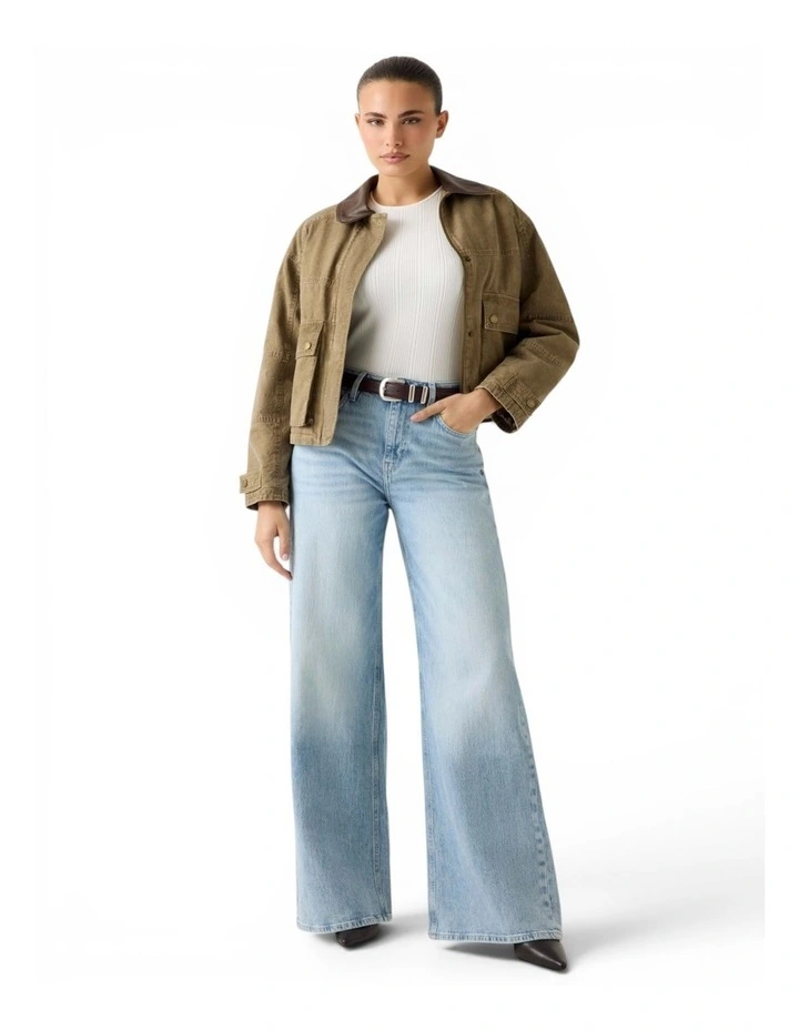 Manon Cropped Field Jacket in Green image 2