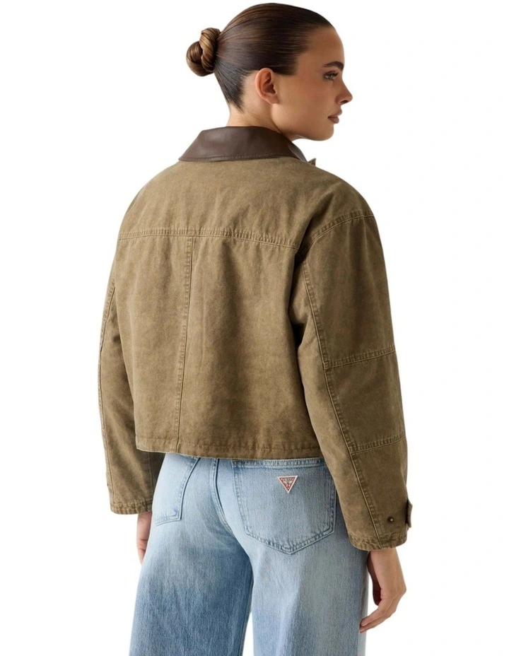 Manon Cropped Field Jacket in Green image 3