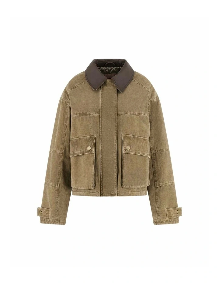 Manon Cropped Field Jacket in Green image 5