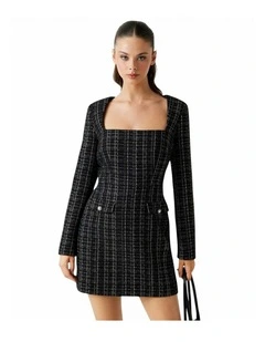 Sandra Tweed Dress in Black