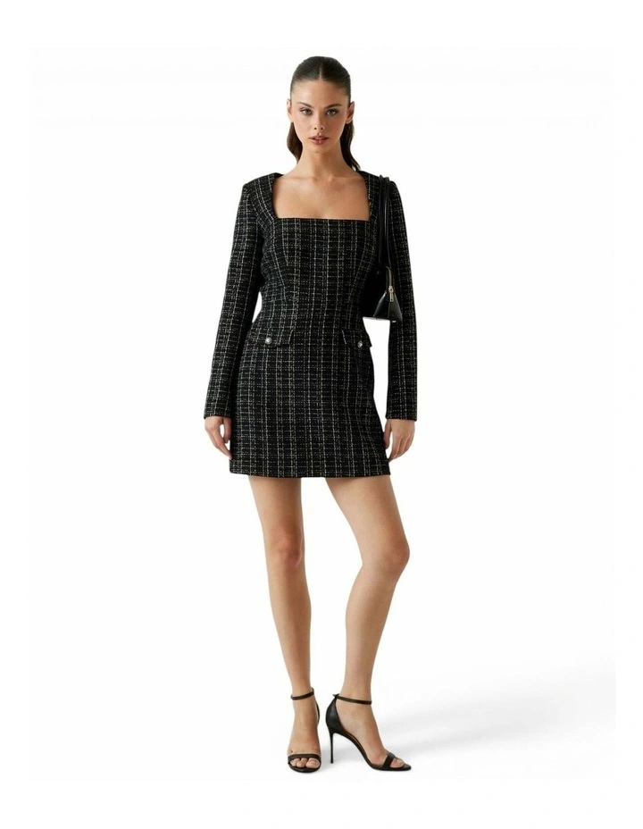 Sandra Tweed Dress in Black image 2