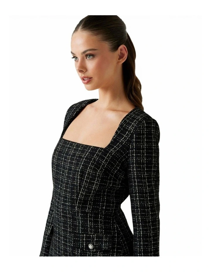 Sandra Tweed Dress in Black image 3