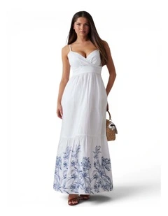 Blanche Place Embroidered Long Dress in White