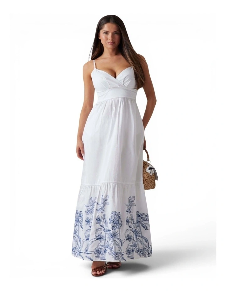 Blanche Place Embroidered Long Dress in White image 1