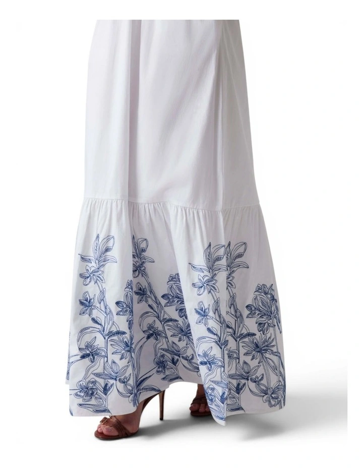Blanche Place Embroidered Long Dress in White image 4