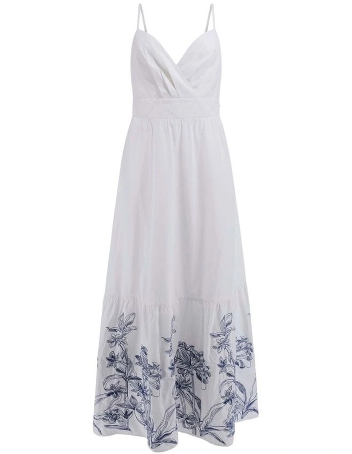 Blanche Place Embroidered Long Dress in White image 5