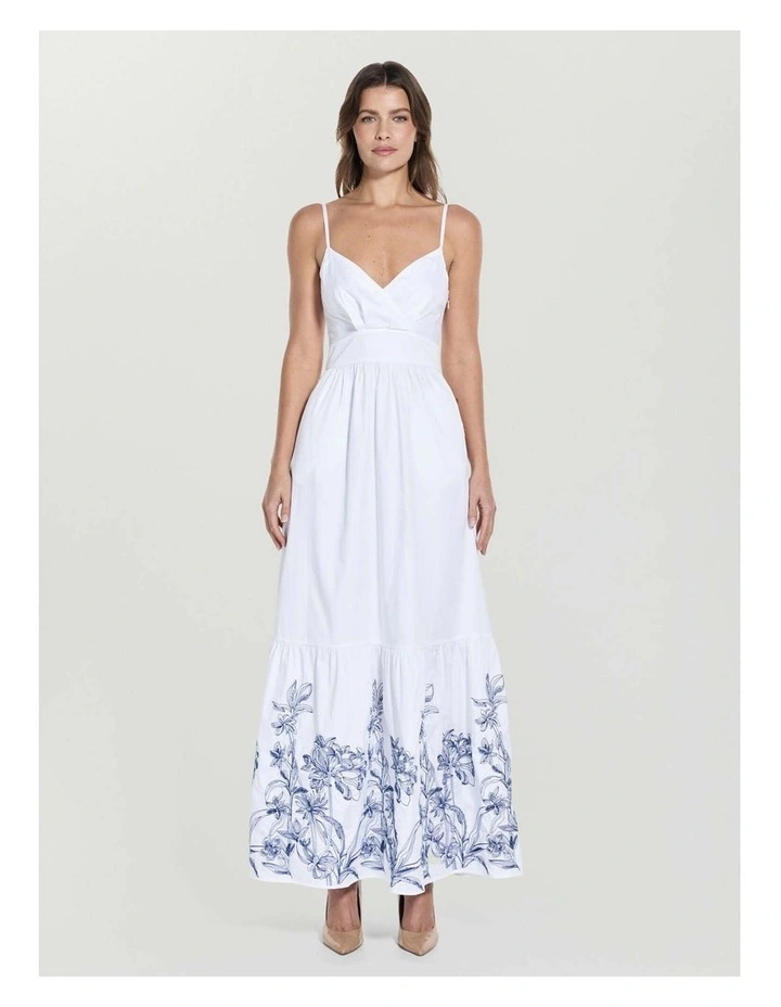 Blanche Place Embroidered Long Dress in White image 6