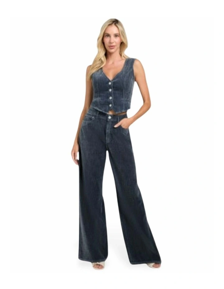 Eco Bellflower Wide Leg Jeans in Oasis Blue image 3