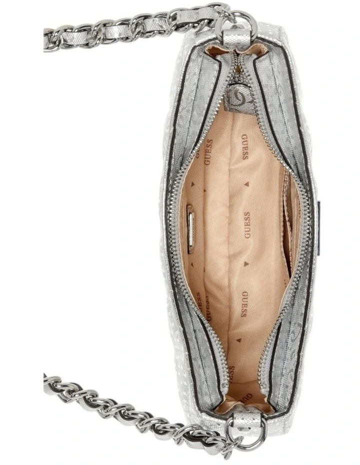 Aldina Top Zip Shoulder Bag in Silver image 3