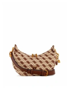 Shemara Mini Hobo Satchel Bag in Brown Logo
