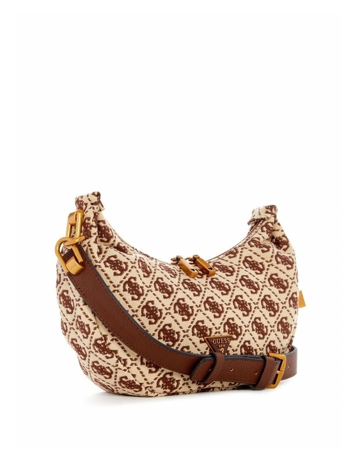 Shemara Mini Hobo Satchel Bag in Brown Logo image 2
