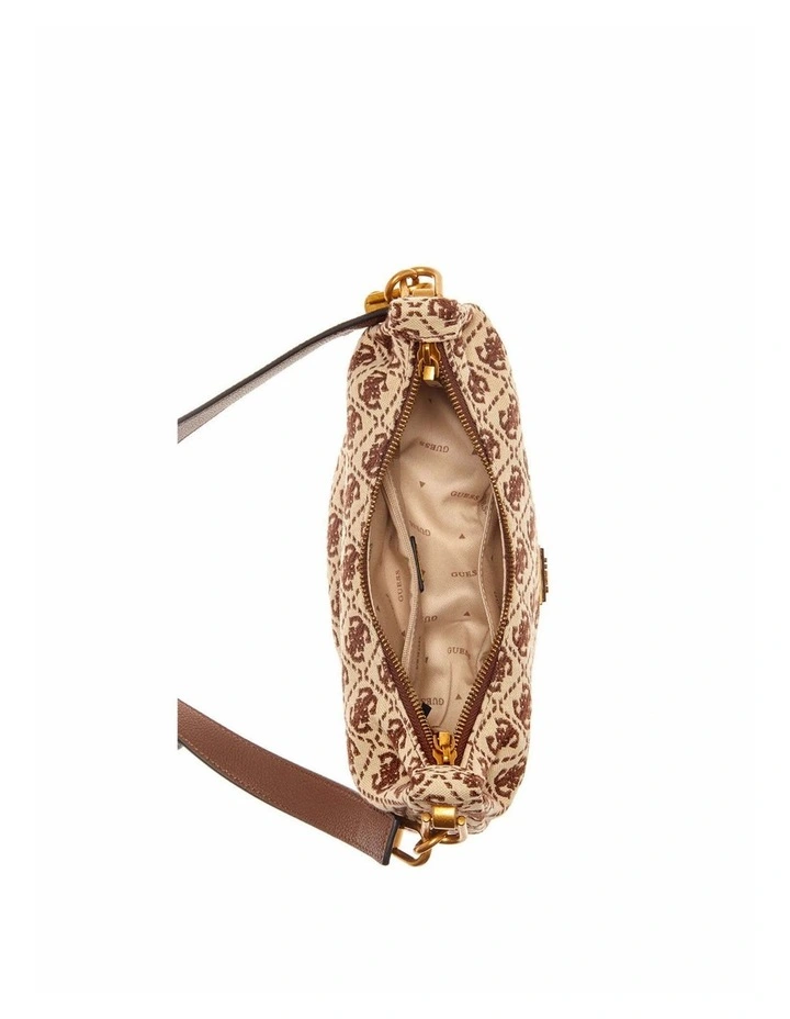 Shemara Mini Hobo Satchel Bag in Brown Logo image 3