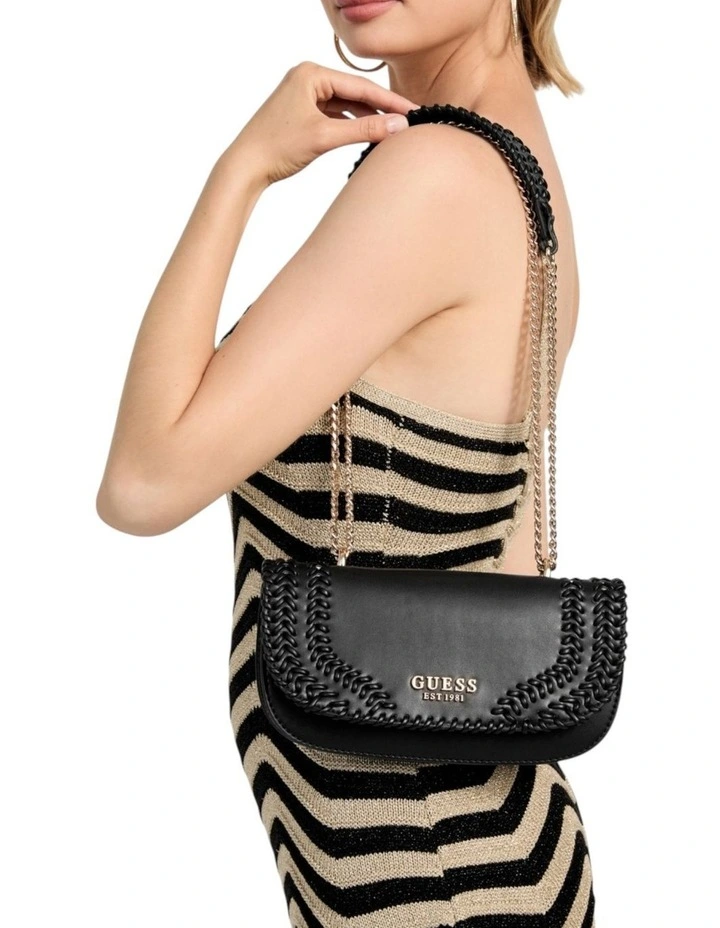 Tatum Convertible Crossbody Flap Bag in Black image 5