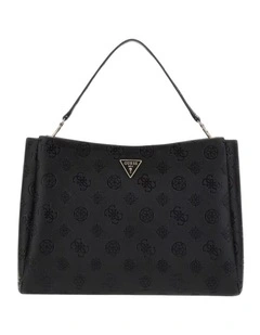 Tisha Large Girlfriend Satchel Bag in Black Logo