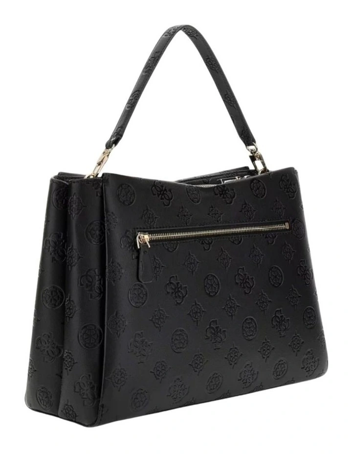Tisha Large Girlfriend Satchel Bag in Black Logo image 3