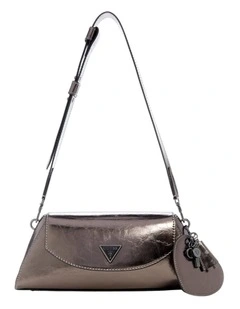 Bolena Flap Shoulder Bag in Pewter