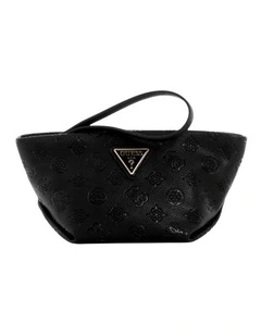 Helina Top Zip Cosmetic Pouch in Black Logo