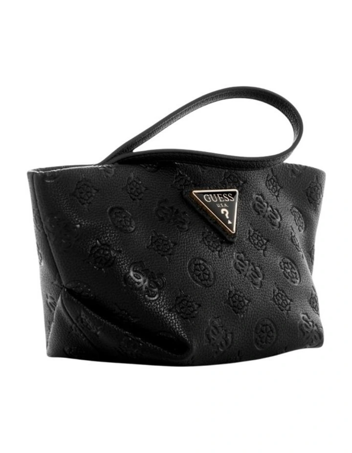 Helina Top Zip Cosmetic Pouch in Black Logo image 2