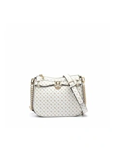 Arlena Logo Crossbody Hobo Bag in White