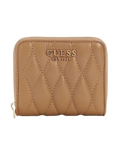 Valla Small Zip Around Wallet in Beige