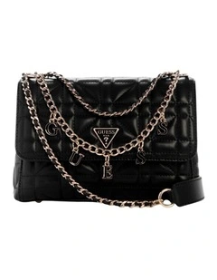 Edita Convertible Crossbody Flap Bag in Black