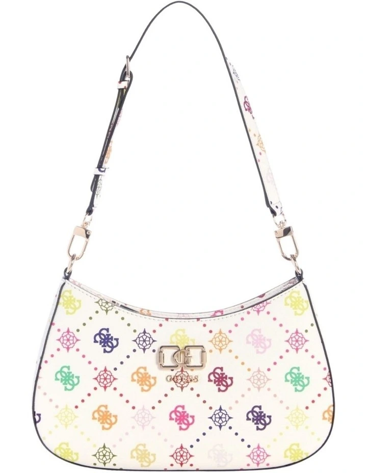 Emelie Logo Top Zip Shoulder Bag in White image 1