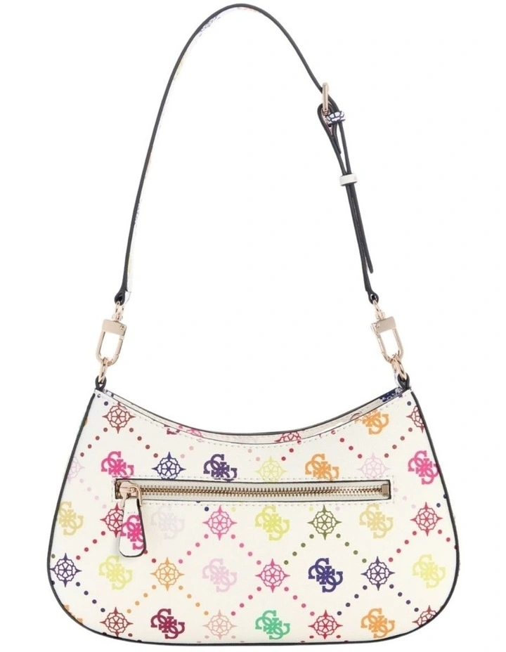 Emelie Logo Top Zip Shoulder Bag in White image 5