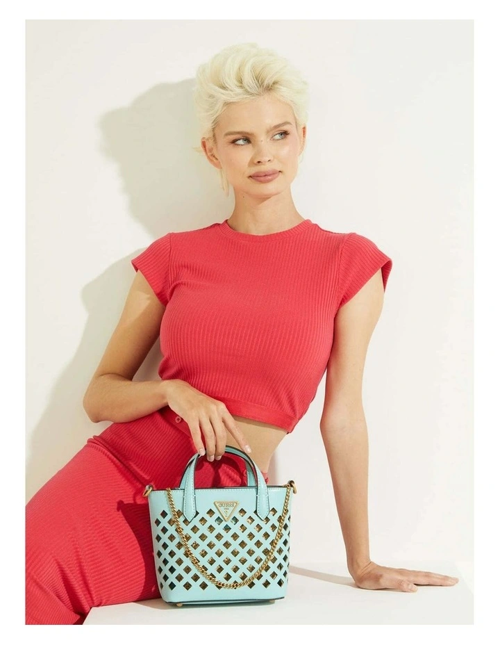 Aqua Mini Tote Bag in Turquoise image 6