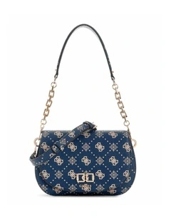 Emelie Flap Shoulder Bag in Navy Logo