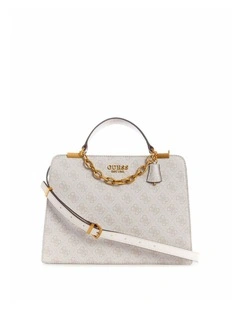 Kristle Logo Girlfriend Satchel Bag in Dove White