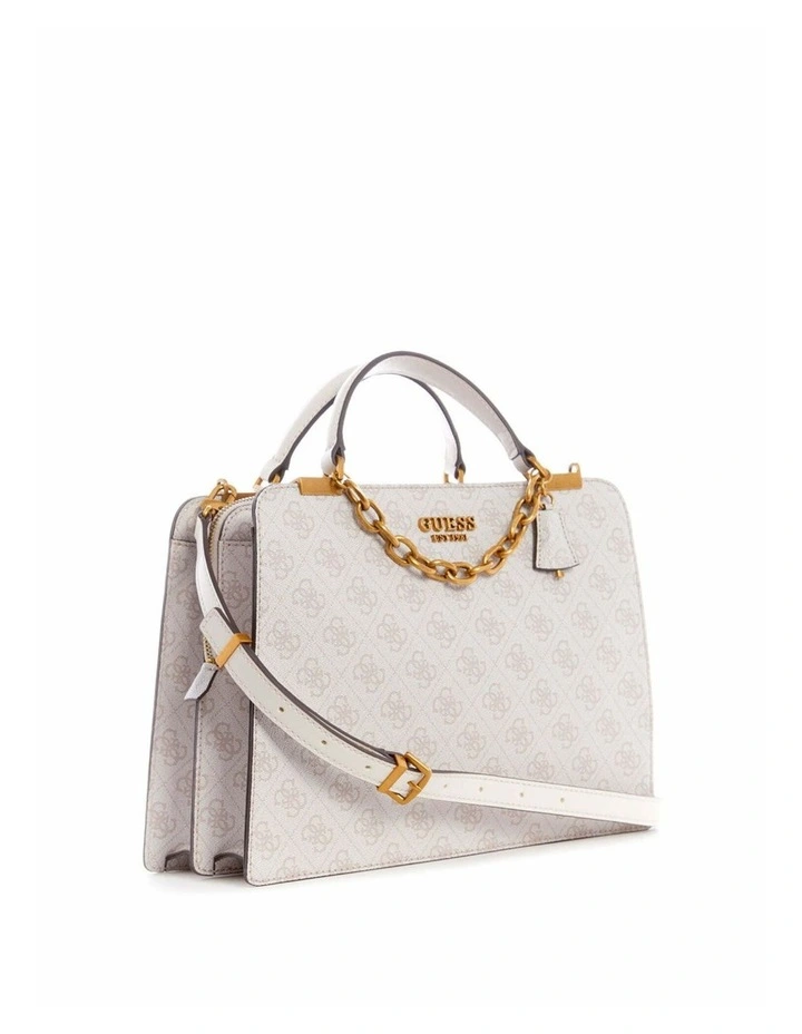 Kristle Logo Girlfriend Satchel Bag in Dove White image 2