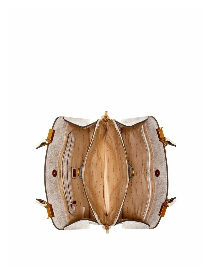 Kristle Logo Girlfriend Satchel Bag in Dove White image 3