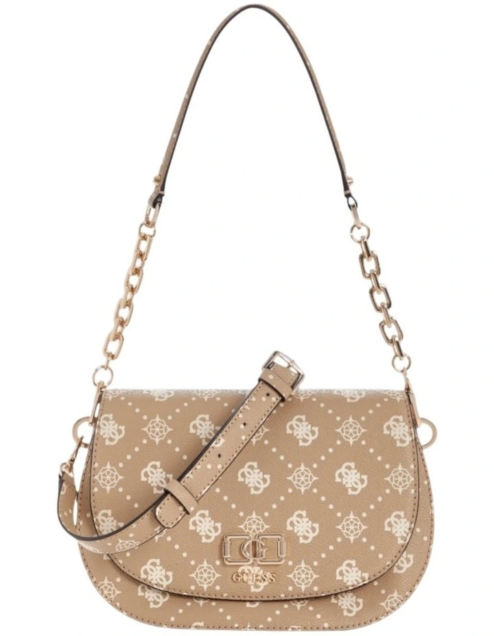 Emelie Logo Flap Shoulder Bag in Biscotti Logo image 1