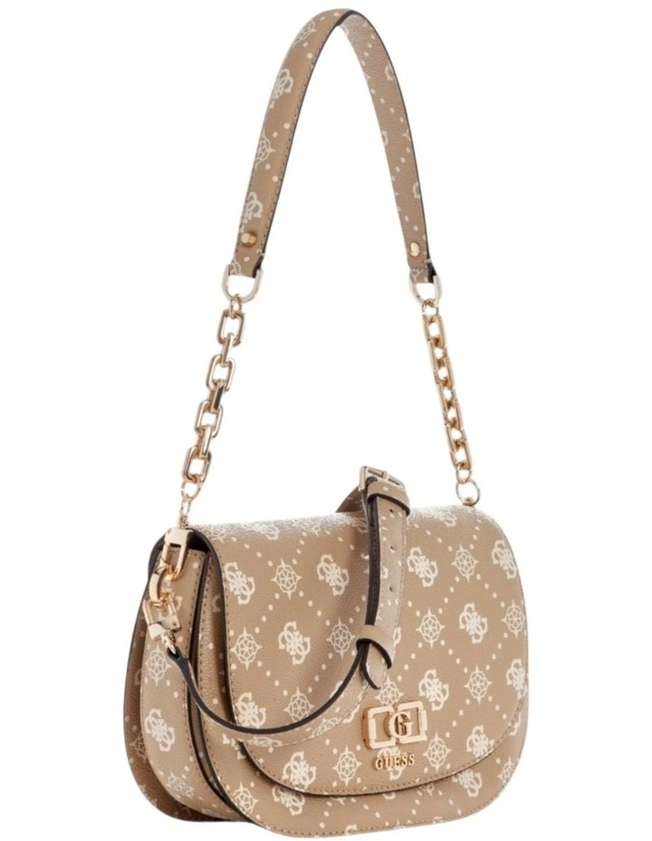 Emelie Logo Flap Shoulder Bag in Biscotti Logo image 2