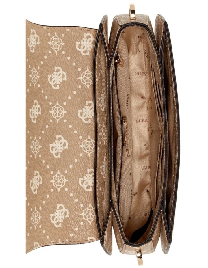 Emelie Logo Flap Shoulder Bag in Biscotti Logo image 3