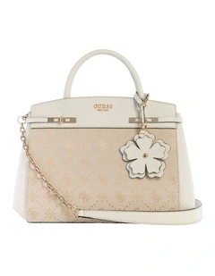 Melinda Triple Compartment Satchel Bag in Off White Logo