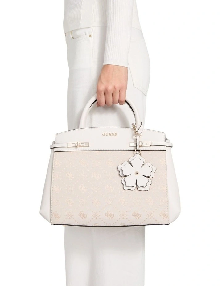 Melinda Triple Compartment Satchel Bag in Off White Logo image 2