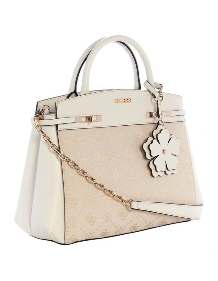 Melinda Triple Compartment Satchel Bag in Off White Logo image 3