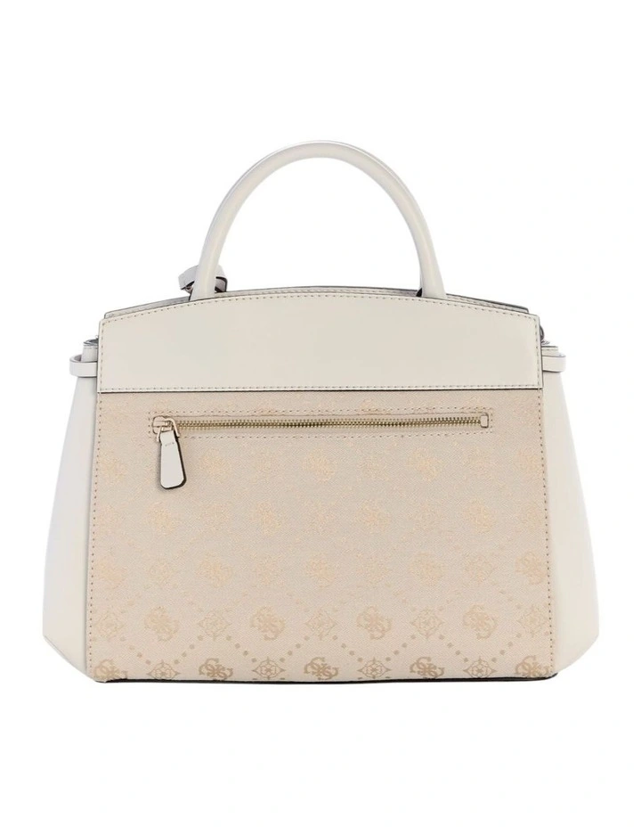 Melinda Triple Compartment Satchel Bag in Off White Logo image 4