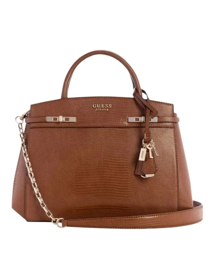 Melinda Triple Compartment Satchel Bag in Brown image 3