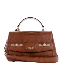 Melinda Top Handle Flap Bag in Brown