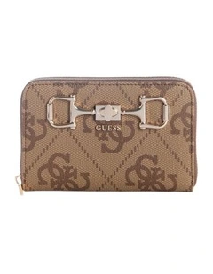 Janie Medium Zip Around Wallet in Latte Logo