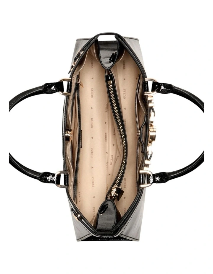Cirene Triple Compartment Satchel Bag in Black image 5
