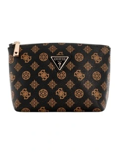 Wilder Large Top Zip Pouch in Brown Logo
